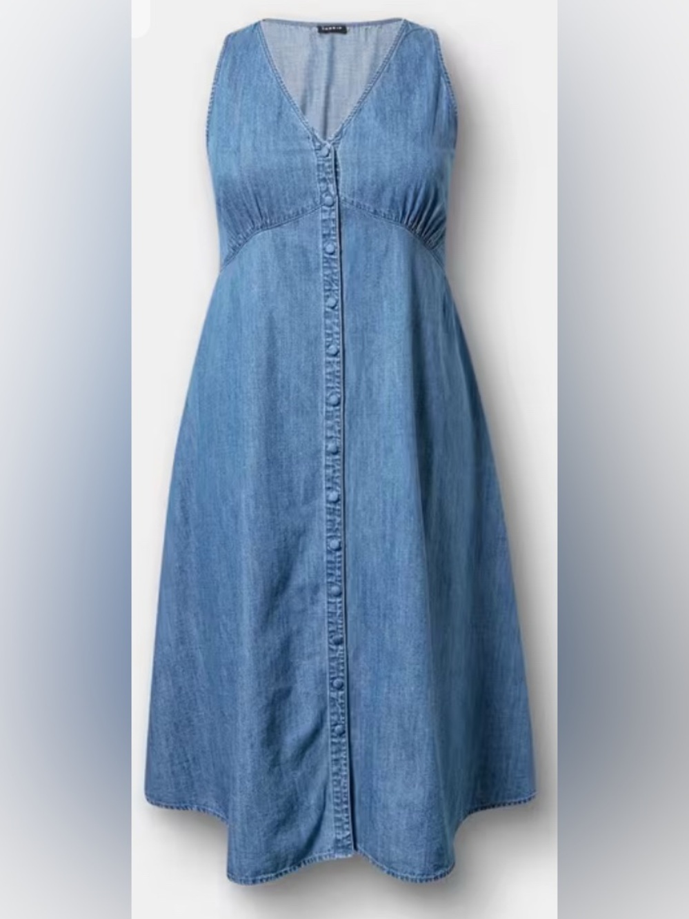 Torrid - NEW - Button Front Denim Midi Medium Wash Dress Blue Size 2